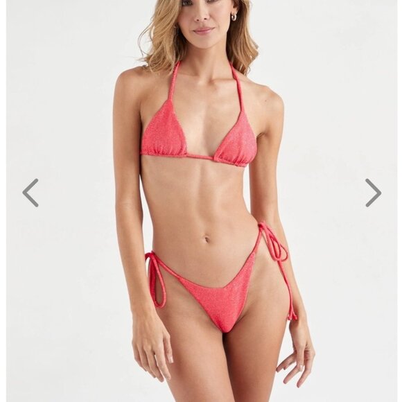 NWT OneOne Swimwear Bikini SET Ariel Jena Sims Collab Pink Flamingo Island NEW - Picture 3 of 7